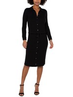 Liverpool Liverpool Robe Chemise Boutonnée À Manches Longues En Tricot - Noir