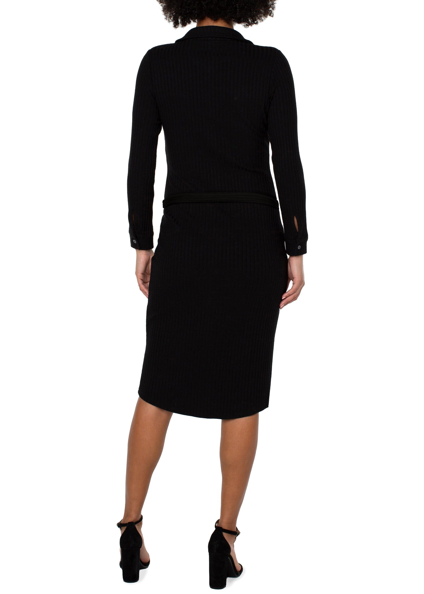 Liverpool Liverpool Robe Chemise Boutonnée À Manches Longues En Tricot - Noir