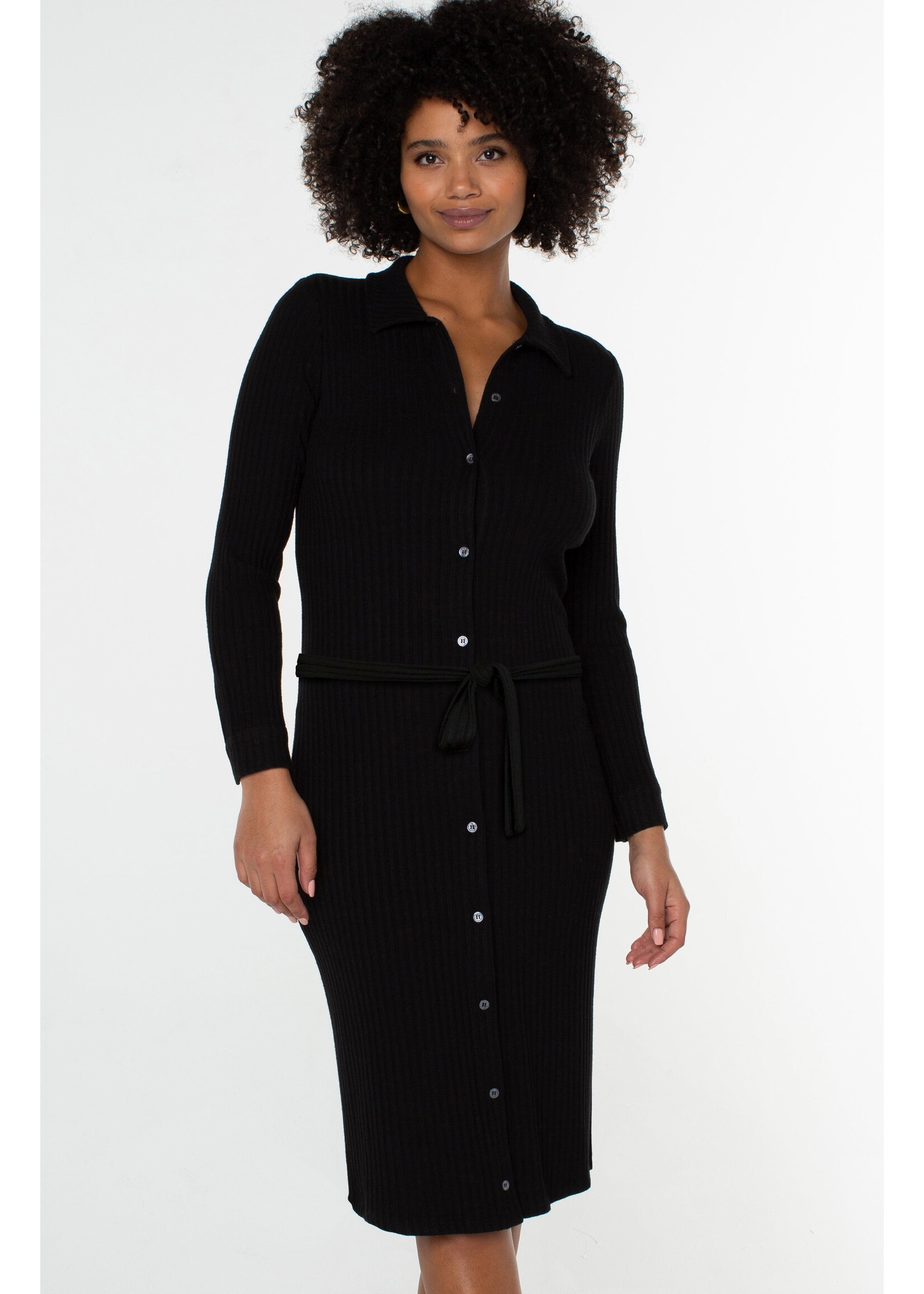 Liverpool Liverpool Robe Chemise Boutonnée À Manches Longues En Tricot - Noir