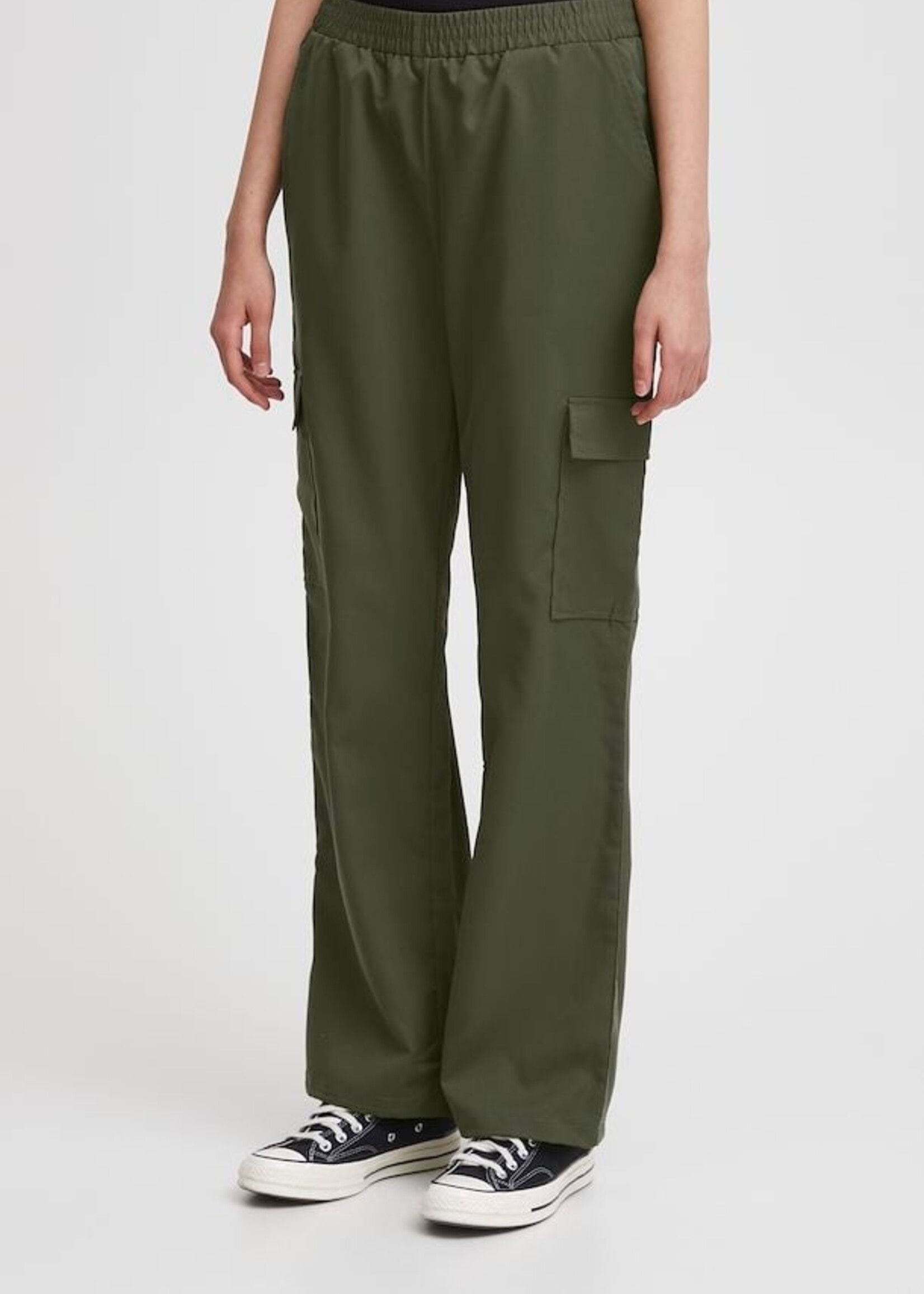 ICHI ICHI Woven Cargo Trouser Ixkecia - Dark Green