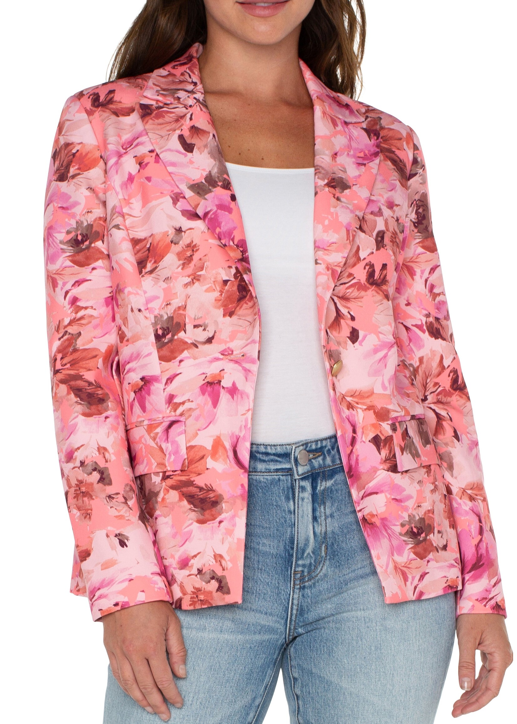 Liverpool Liverpool Notch Collar Blazer - Pink Punch Rose