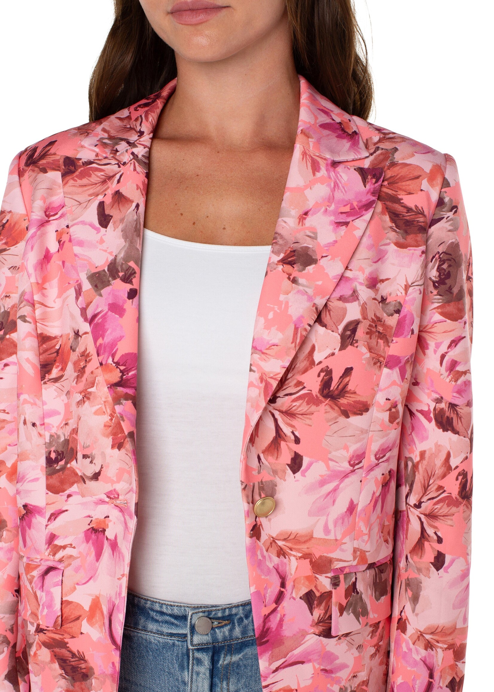 Liverpool Liverpool Notch Collar Blazer - Pink Punch Rose