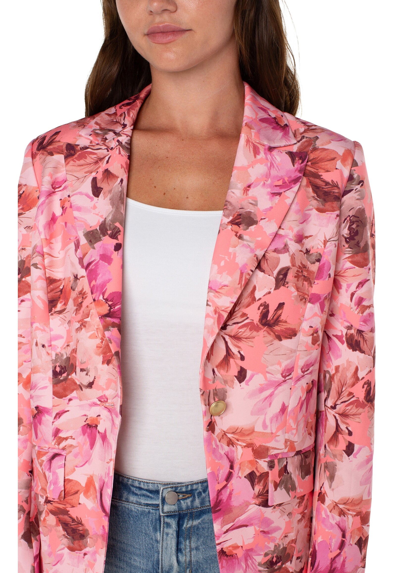 Liverpool Liverpool Notch Collar Blazer - Pink Punch Rose