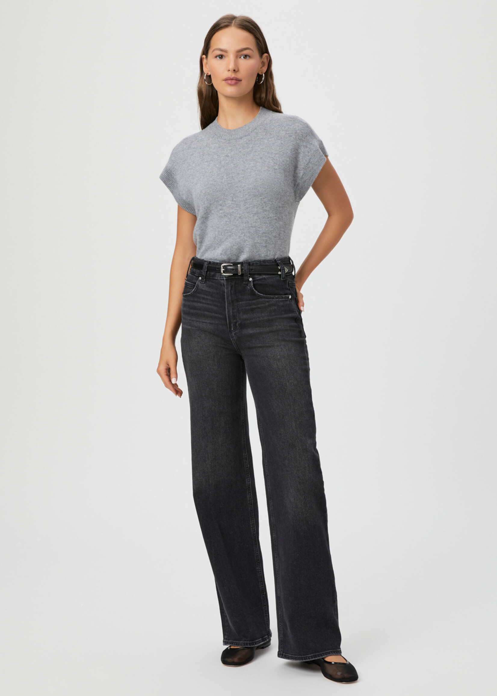 Paige Paige Sasha Jambe Large 32” - Viper Black Distressed