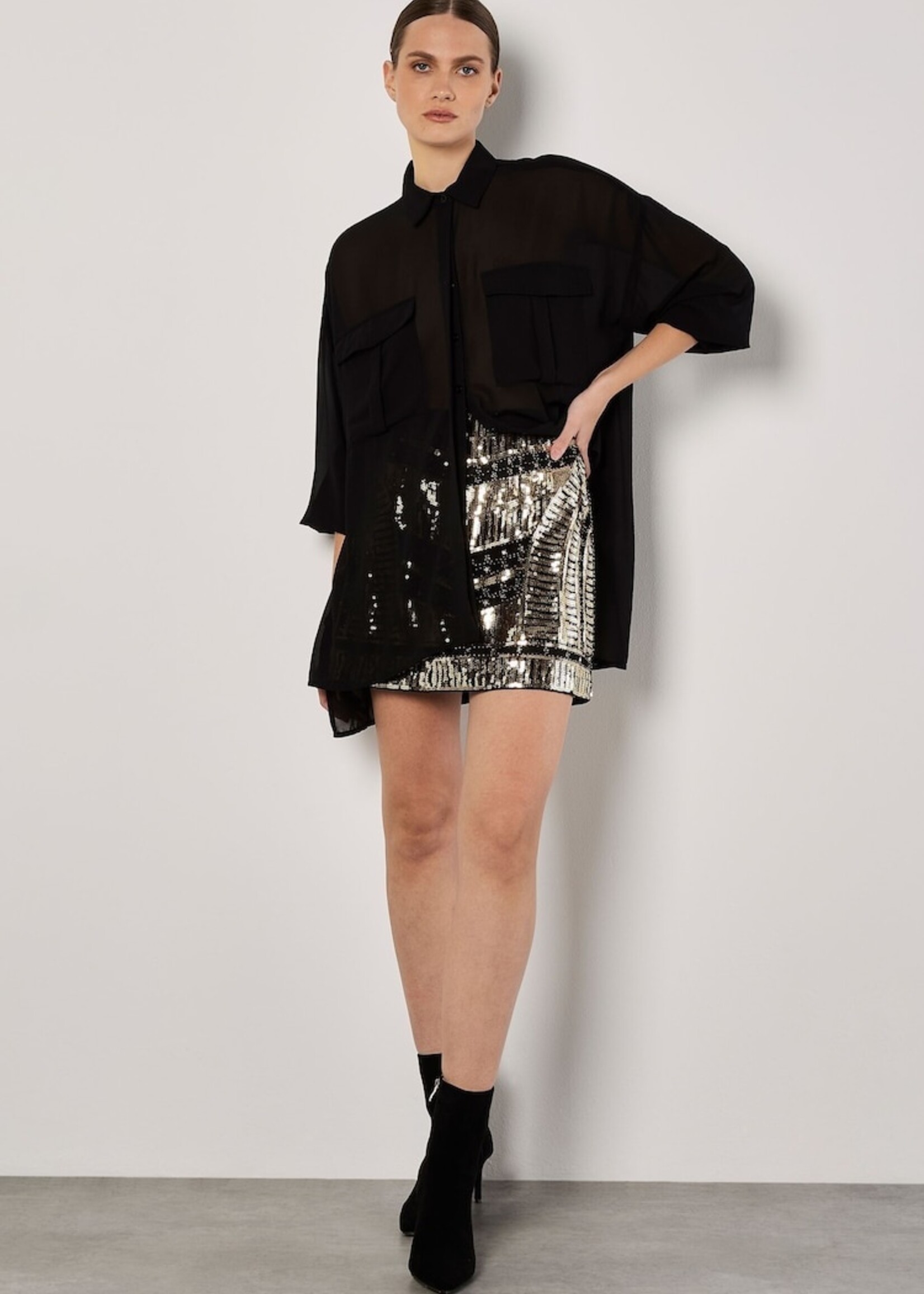 Apricot Apricot Sequin Placement Mini Skirt - Gold