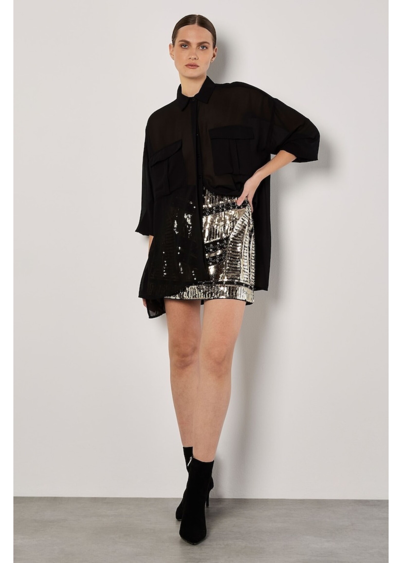 Apricot Apricot Sequin Placement Mini Skirt - Gold