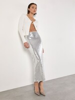 Apricot Apricot Sequin Bias Cut Maxi Skirt - Silver