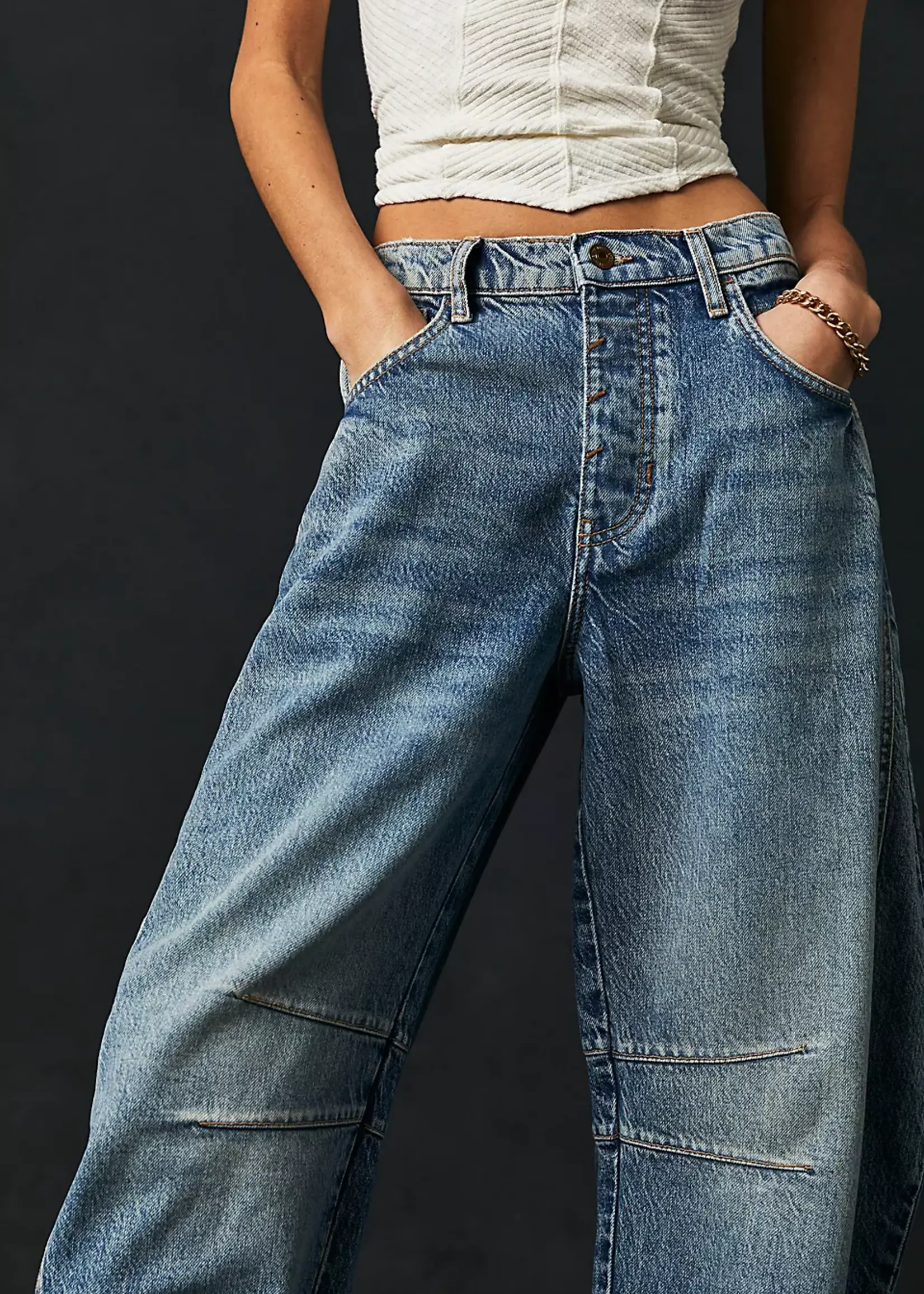 Free People Free People Jean Taille Mi-Haute Good Luck - Ultra Light Beam