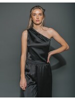 Brunette The Label Brunette The Label Haut Asymétrique En Satin - Noir