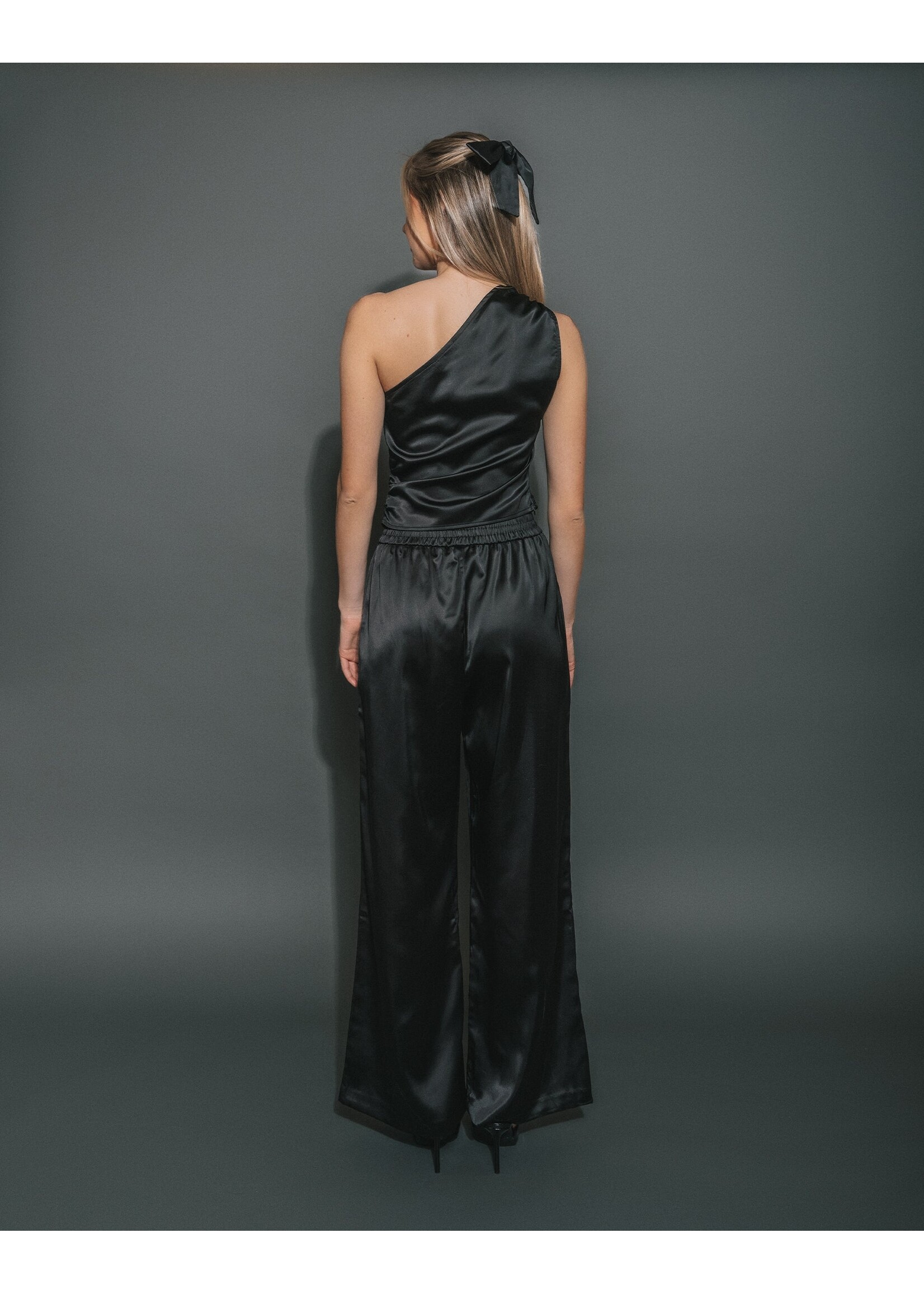 Brunette The Label Brunette The Label Satin One Shoulder Top - Black