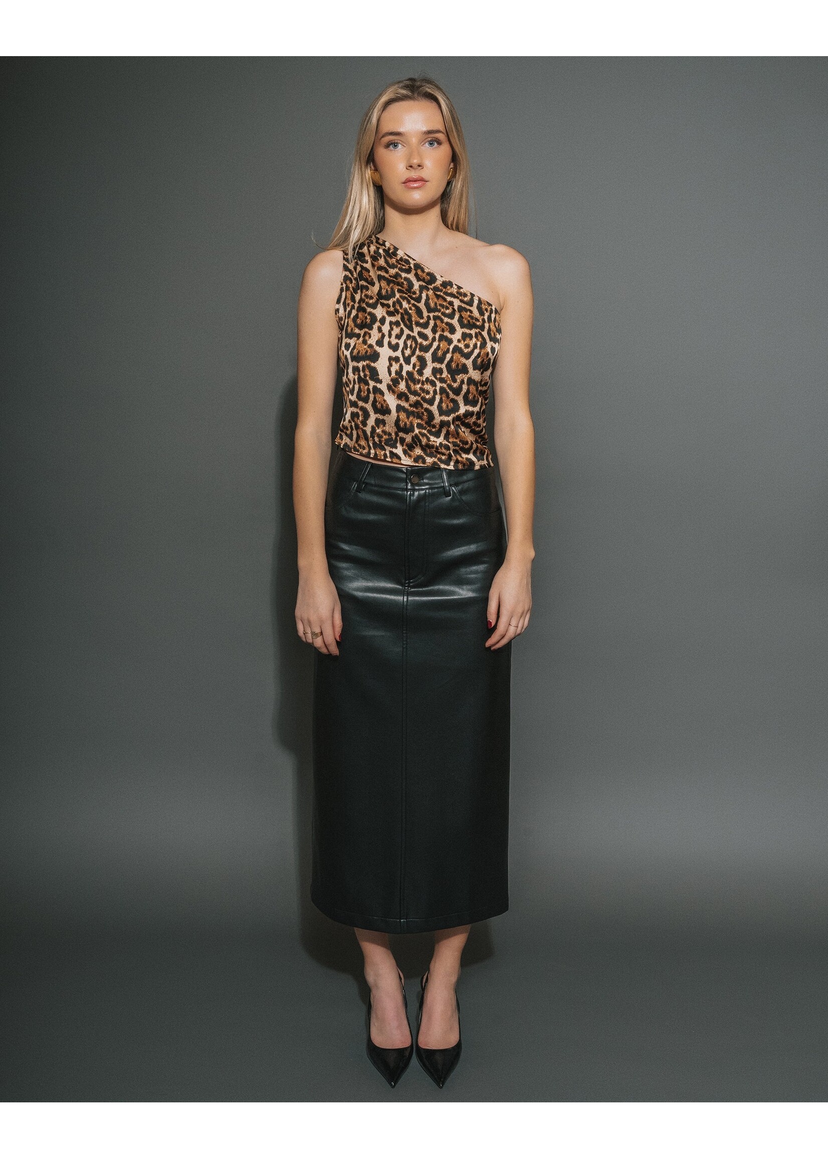 Brunette The Label Brunette The Label Satin One Shoulder Top - Léopard