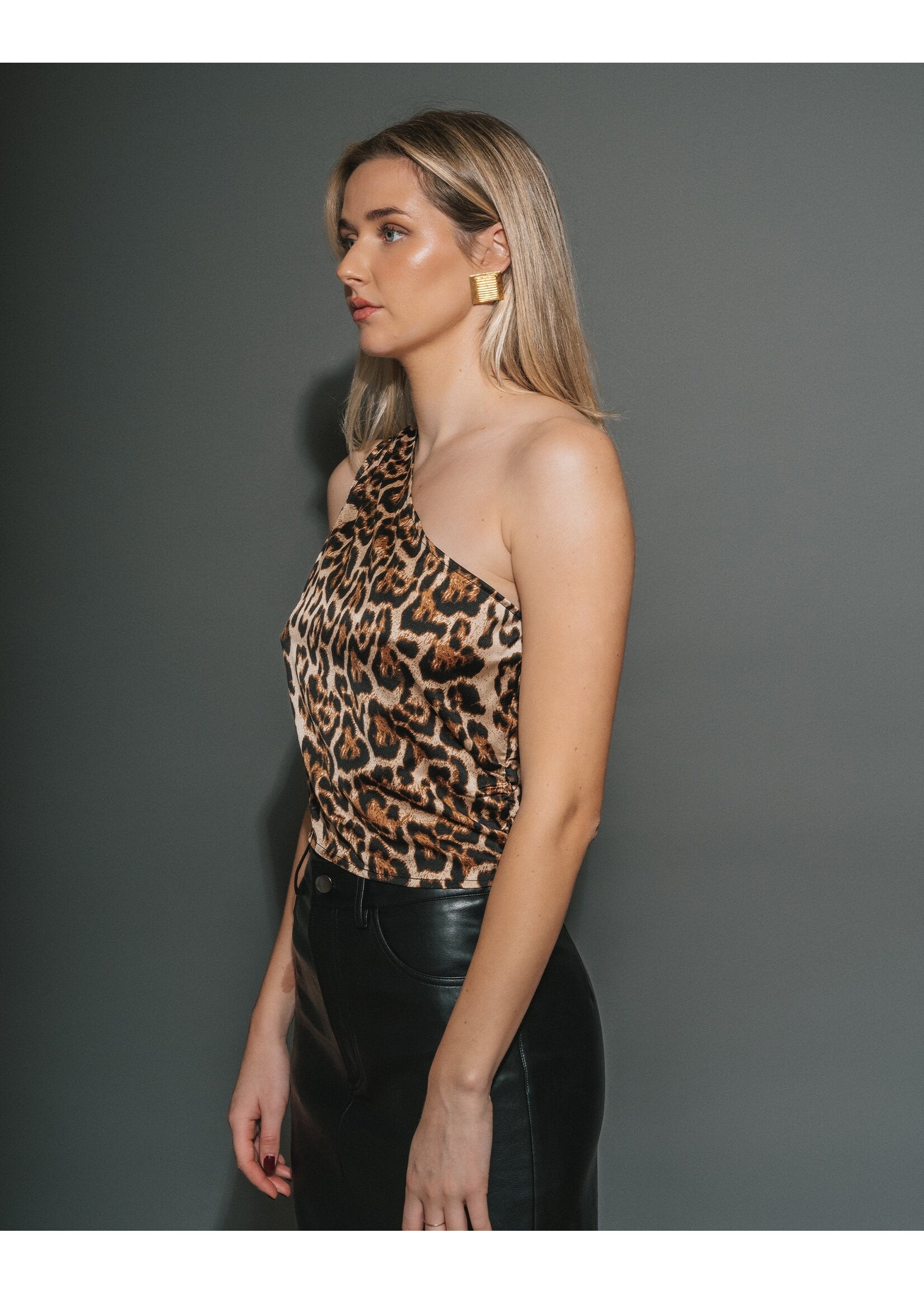 Brunette The Label Brunette The Label Haut Asymétrique En Satin Brunette The Label - Léopard