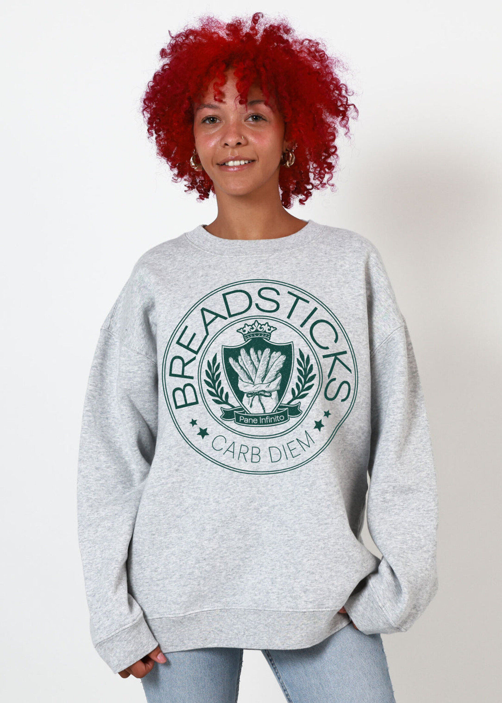 Girl Dangerous Girl Dangerous Breadsticks Oversized Crewneck - Heather Grey
