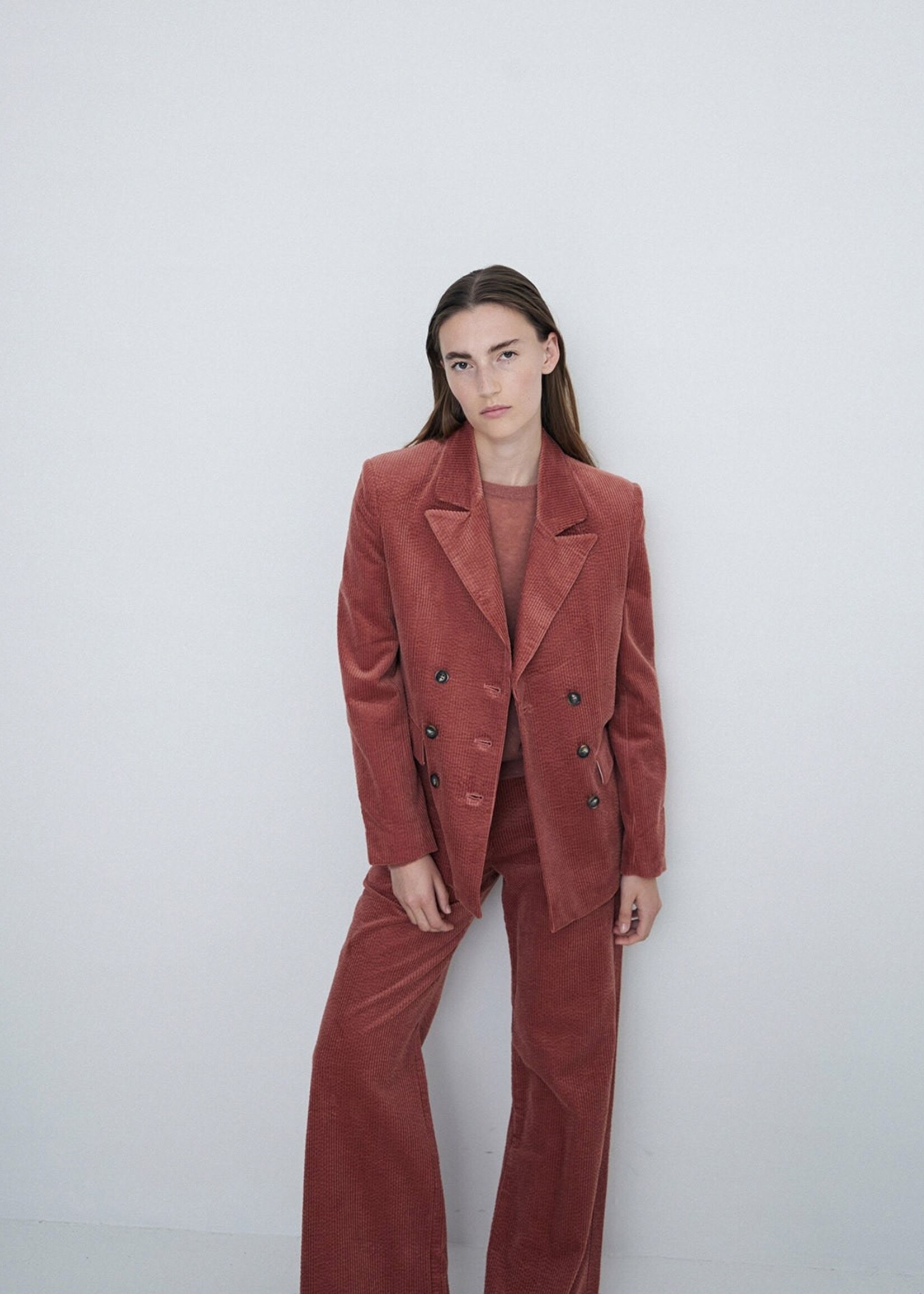 Yerse Yerse Blazer / Manteau En Velours Côtelé - Terracota