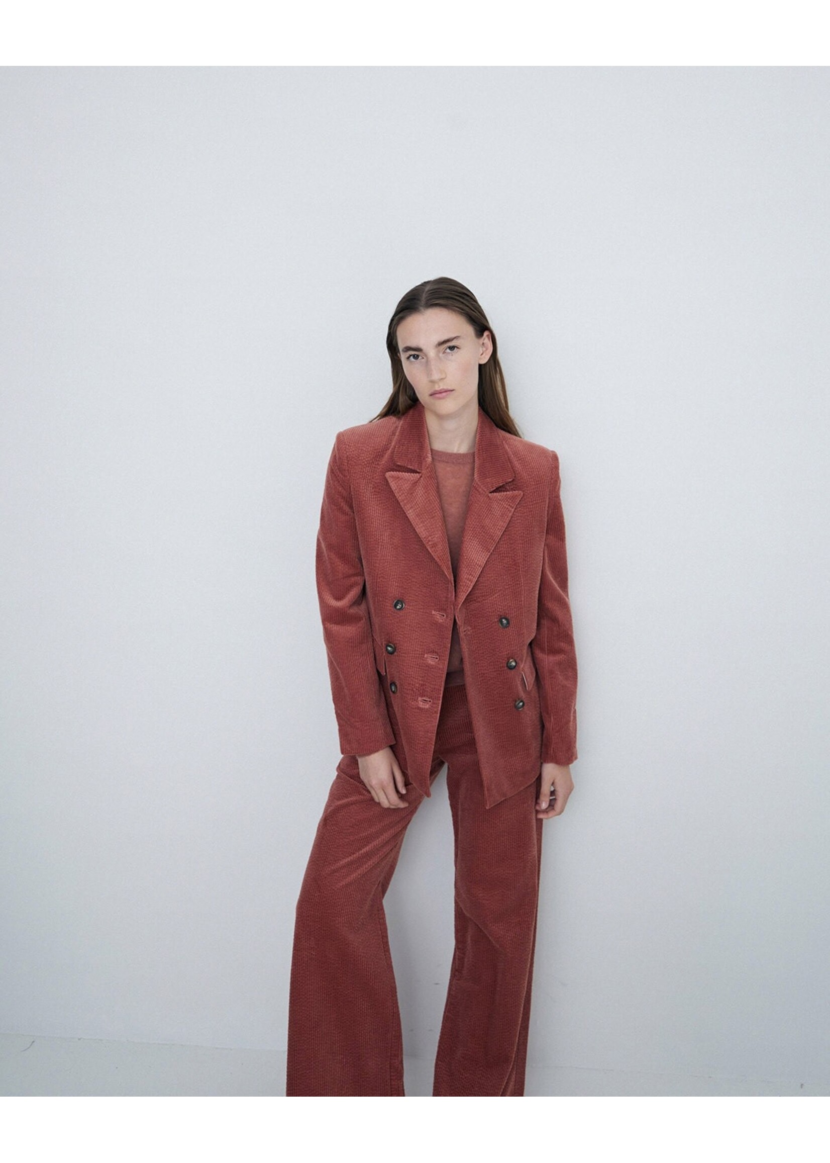 Yerse Yerse Blazer / Manteau En Velours Côtelé - Terracota