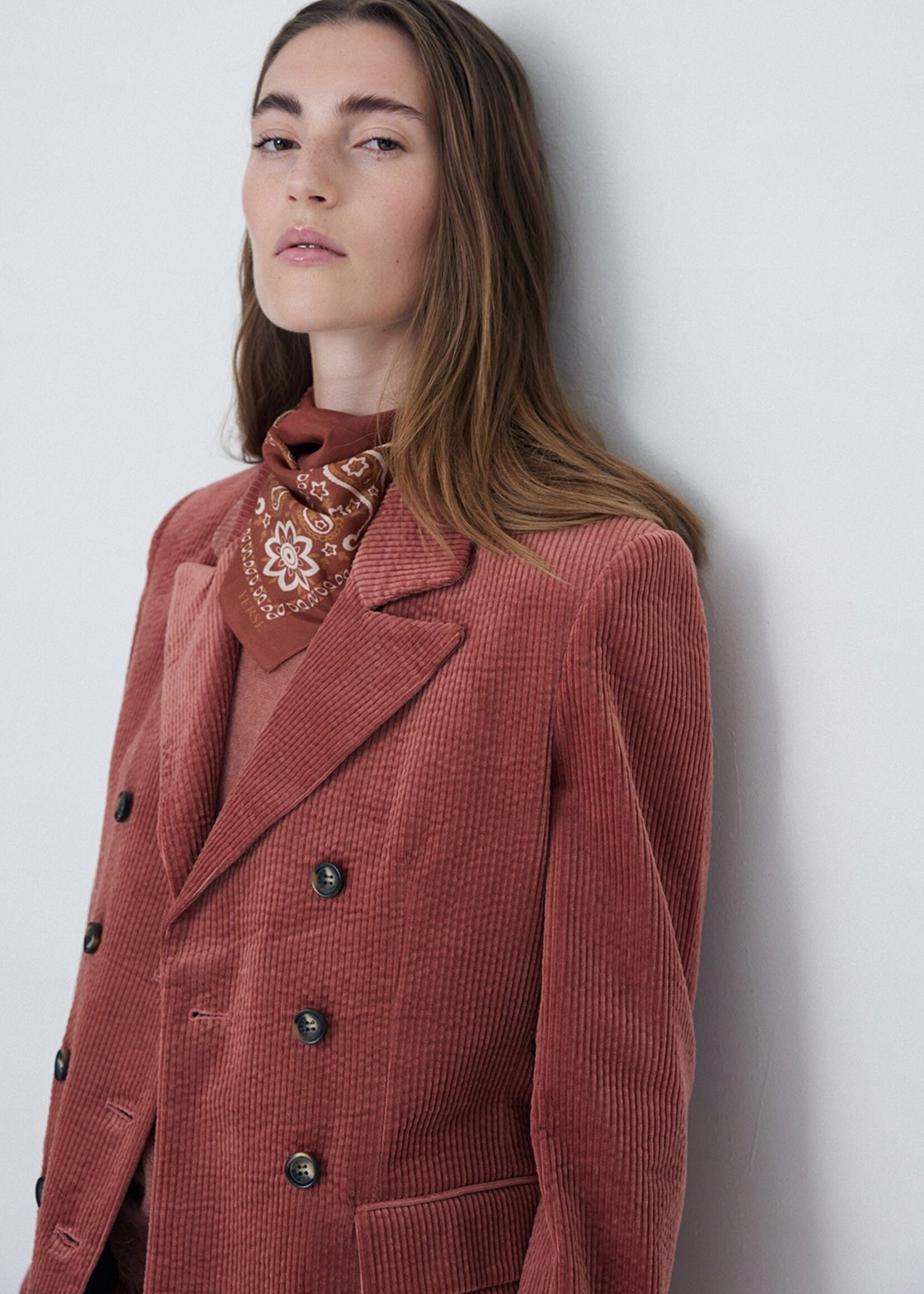 Yerse Yerse Blazer / Manteau En Velours Côtelé - Terracota
