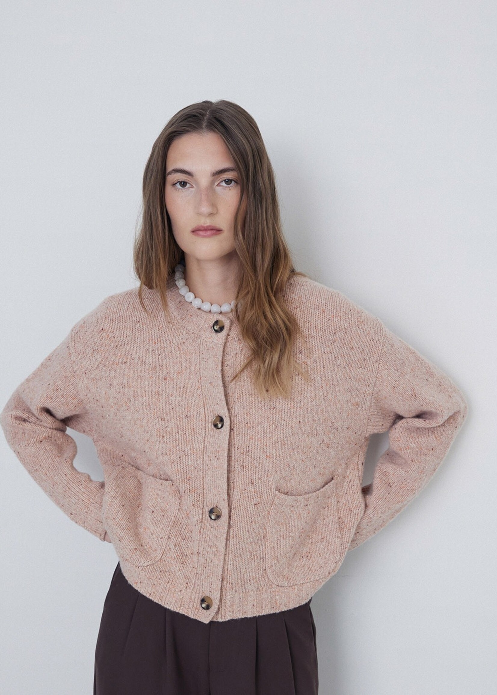 Yerse Yerse Wool Cardigan Buttons - Pink