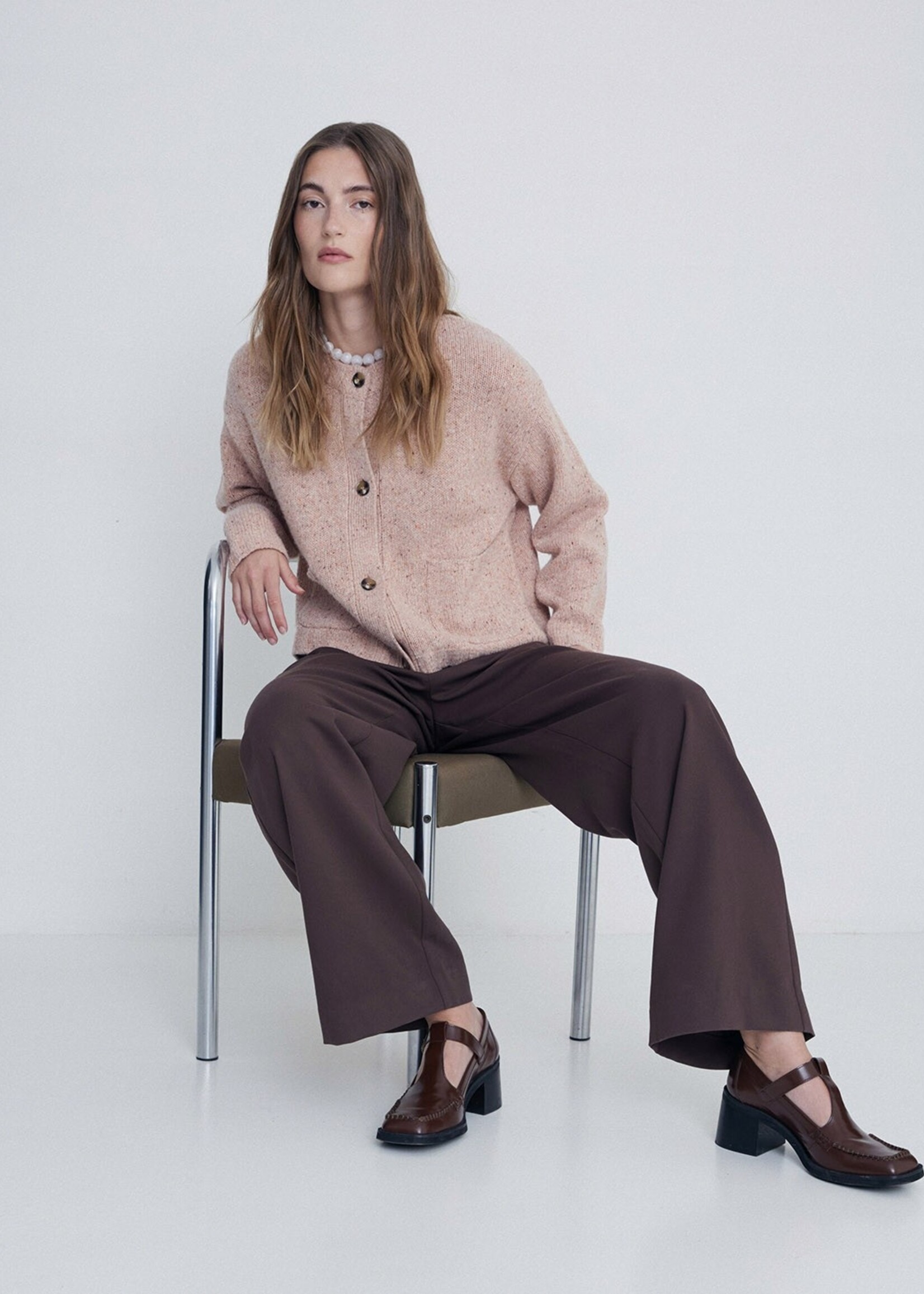 Yerse Yerse Wool Cardigan Buttons - Pink
