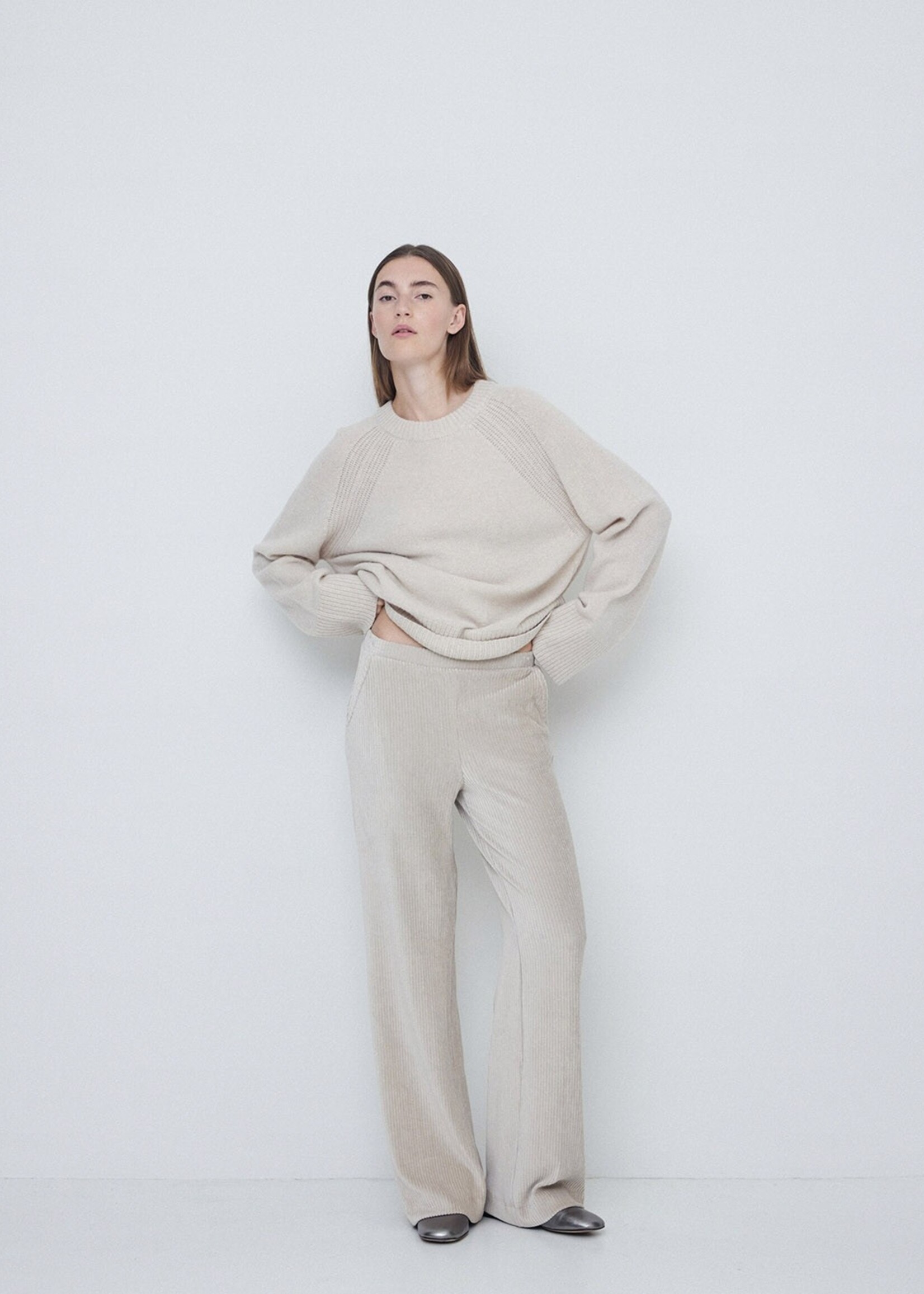 Yerse Yerse Wide-leg Corduroy Trousers - Beige
