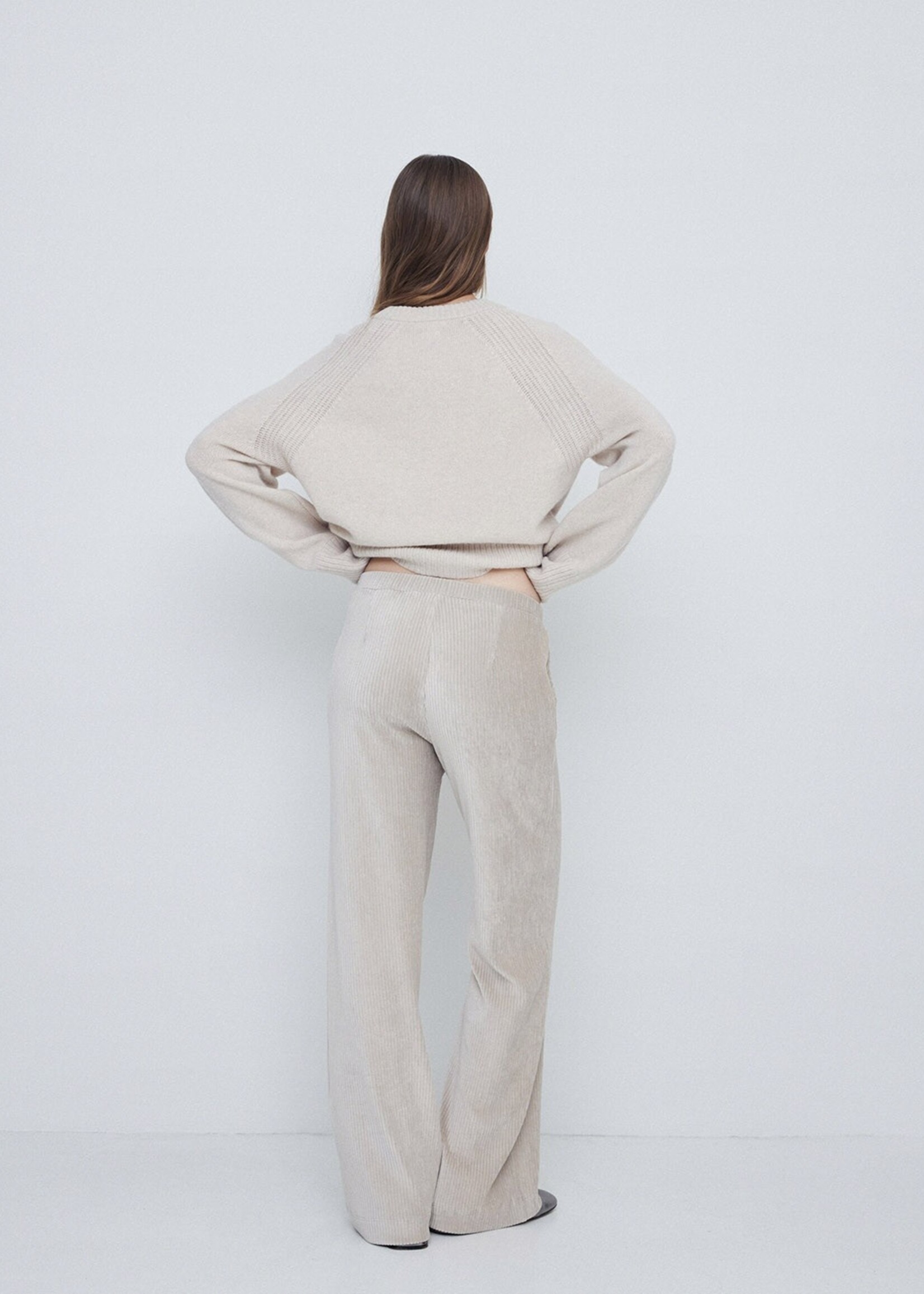 Yerse Yerse Wide-leg Corduroy Trousers - Beige