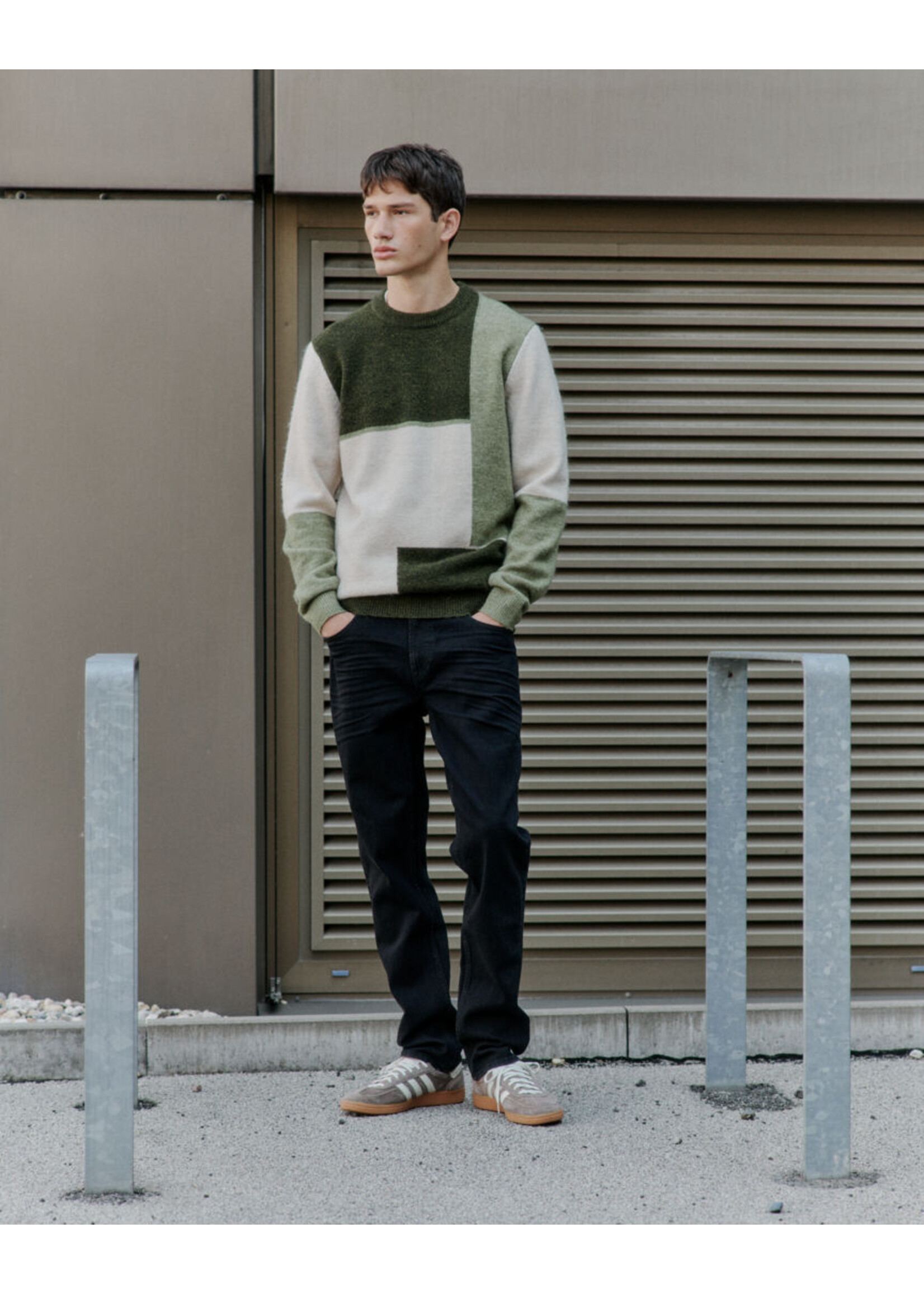 Blend Blend Color Blocks Sweater - Forest Night