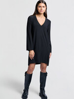 Yaya Women YAYA Robe En Jersey À Col En V Et Jupe Évasée - Noir