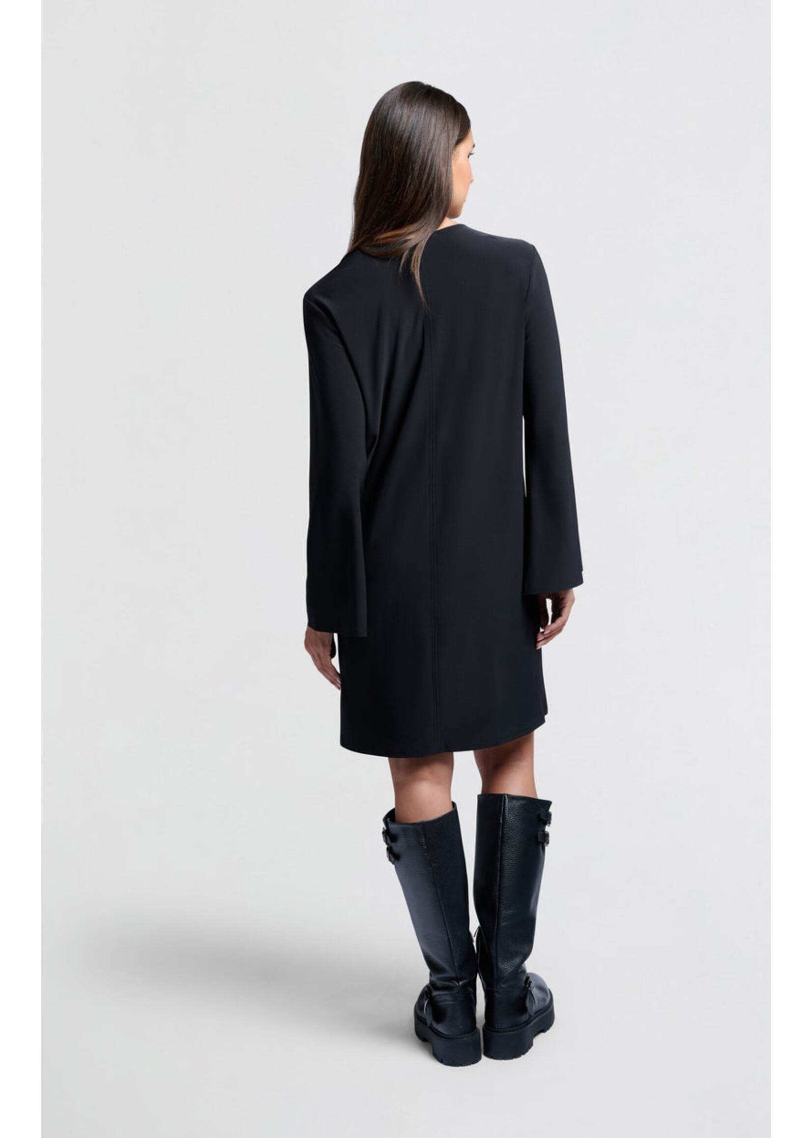 Yaya Women YAYA Jersey V-Neck Dress With Flared Skirt  - Noir