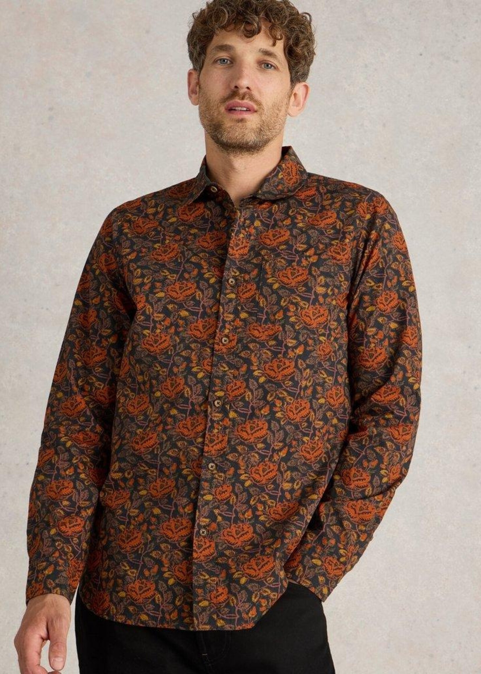 White Stuff White Stuff Block Floral Printed Shirt  - Brown Multi