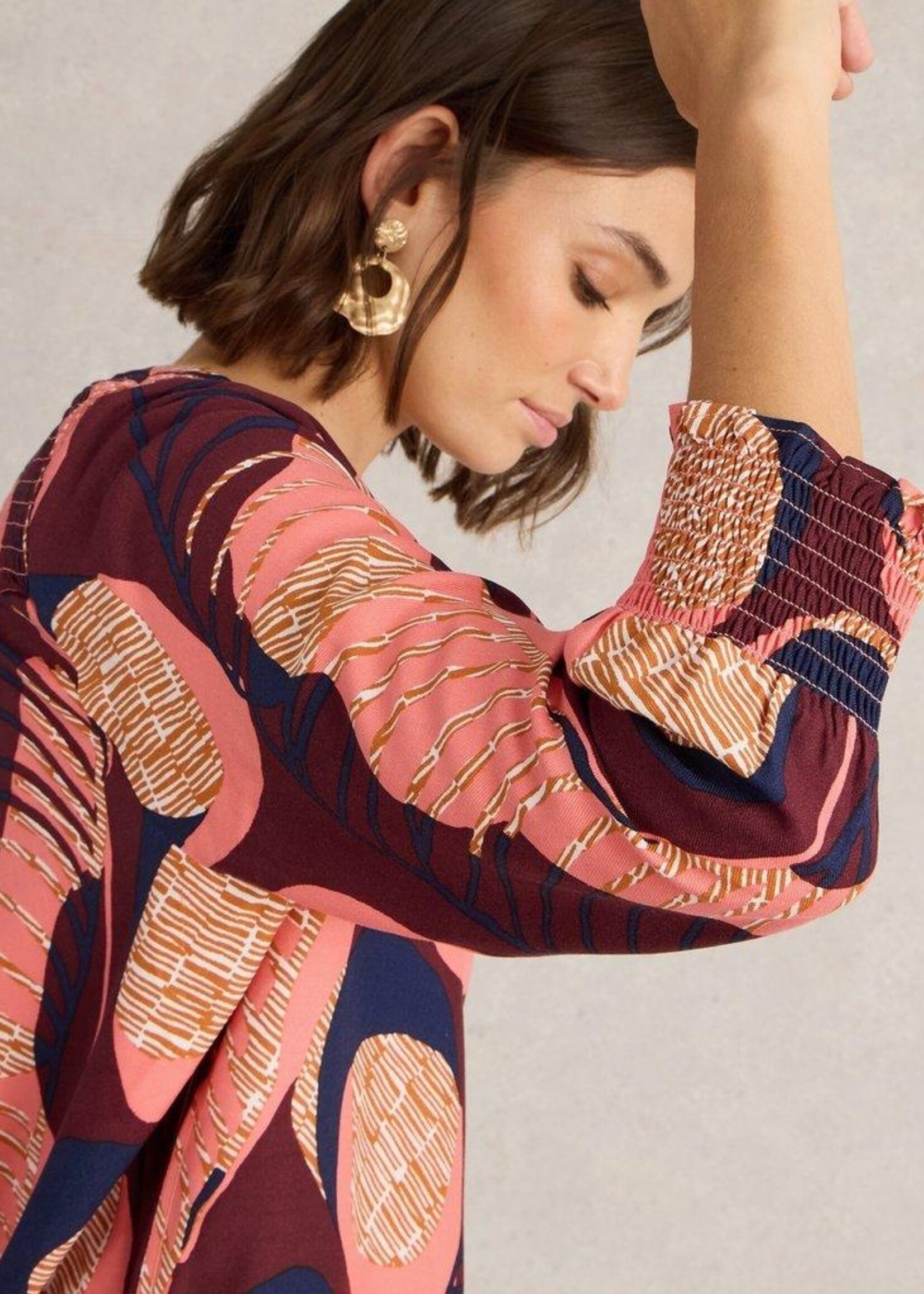 White Stuff White Stuff Elisa V Neck Top - Plum Print