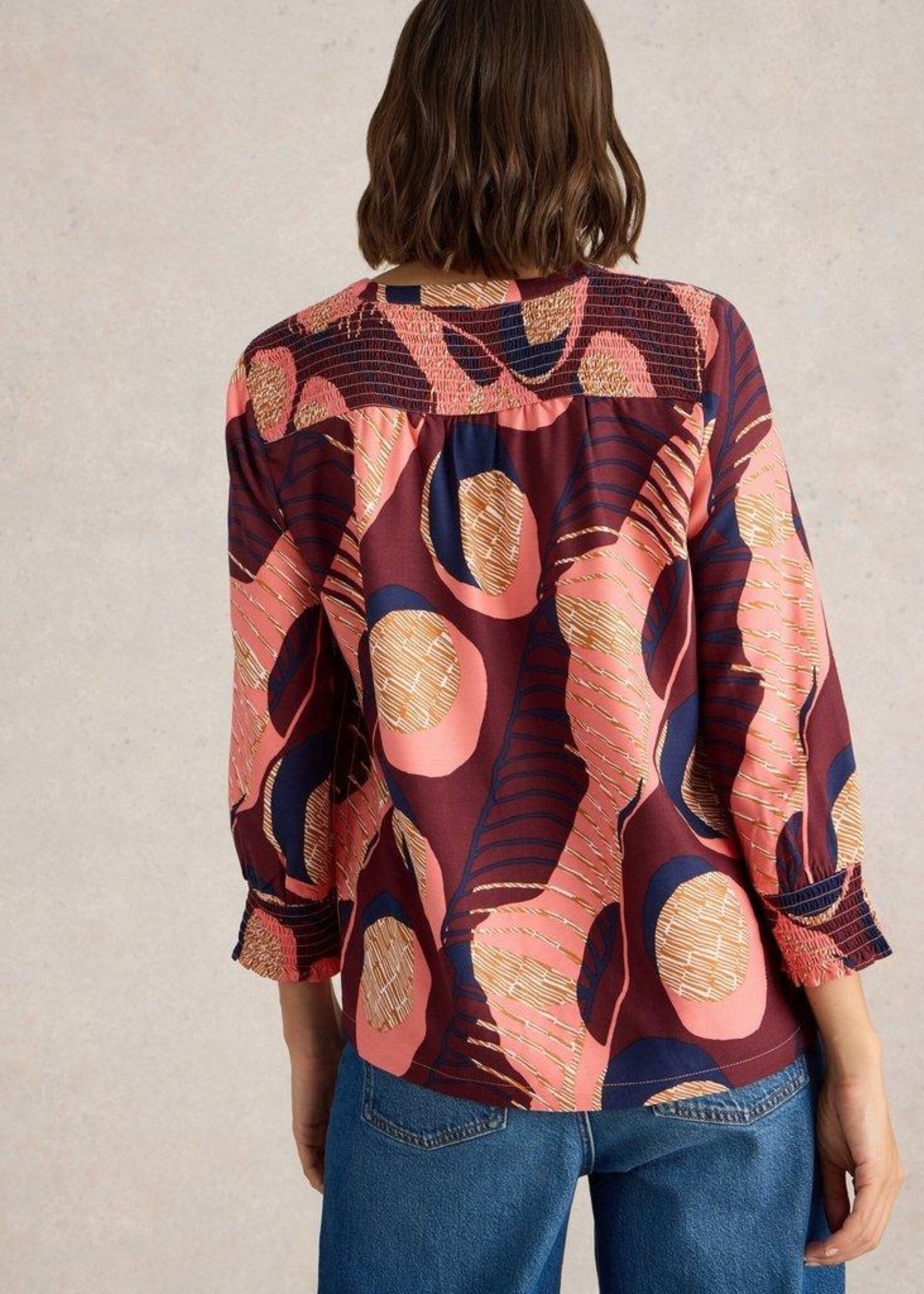 White Stuff White Stuff Elisa V Neck Top - Plum Print