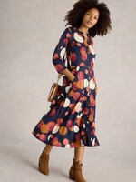 White Stuff White Stuff Rua Midi Jersey Shirt Dress - Navy Print