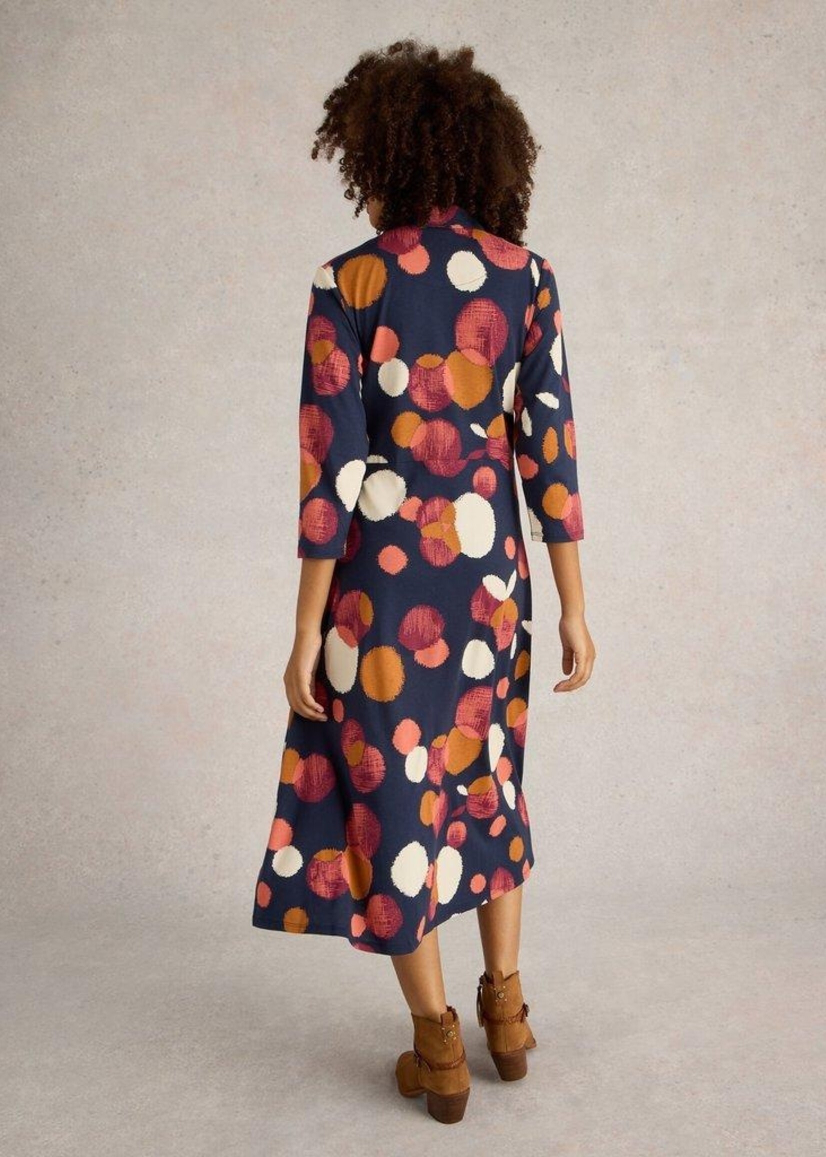 White Stuff White Stuff Rua Midi Jersey Shirt Dress - Navy Print