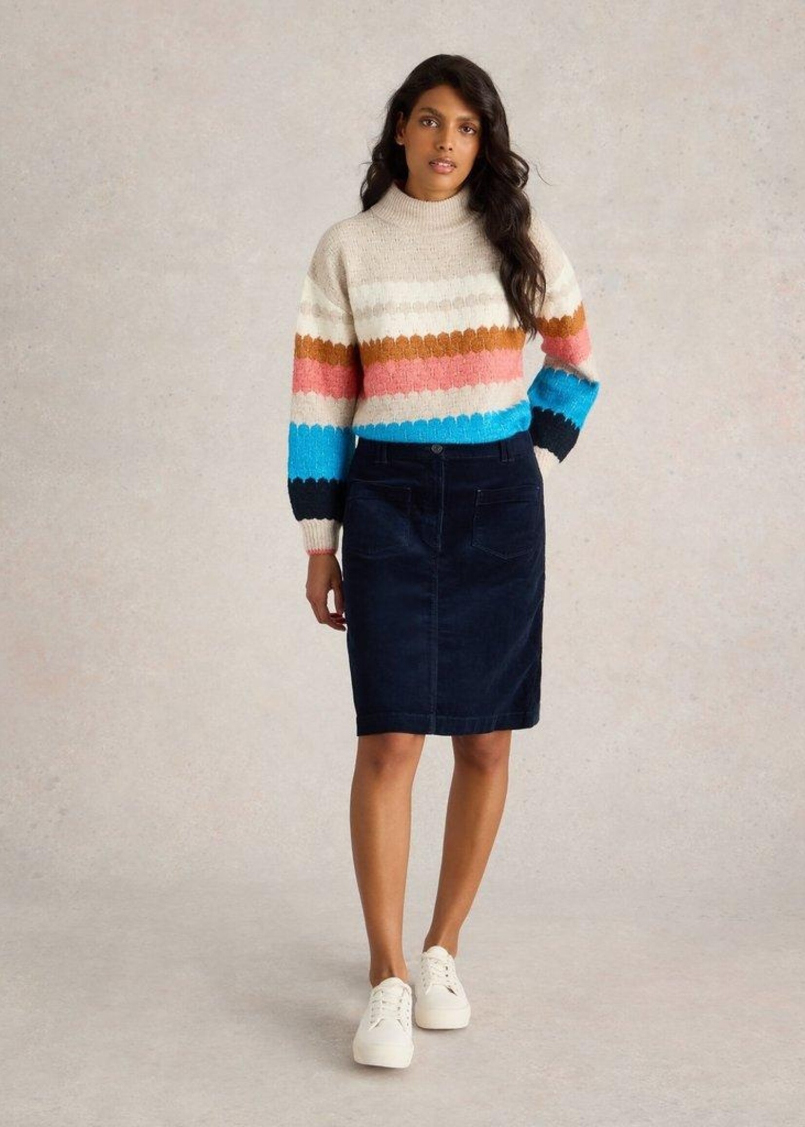 White Stuff White Stuff Melody Organic Cord Skirt - Dark Navy