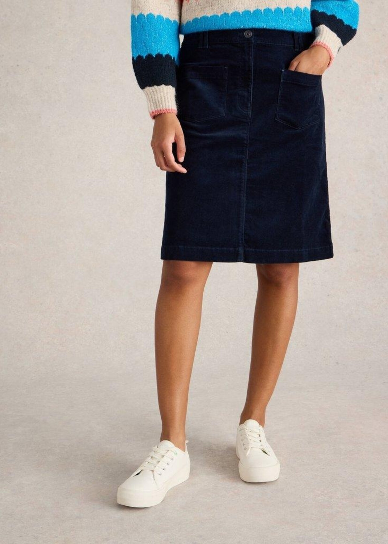 White Stuff White Stuff Melody Organic Cord Skirt - Dark Navy