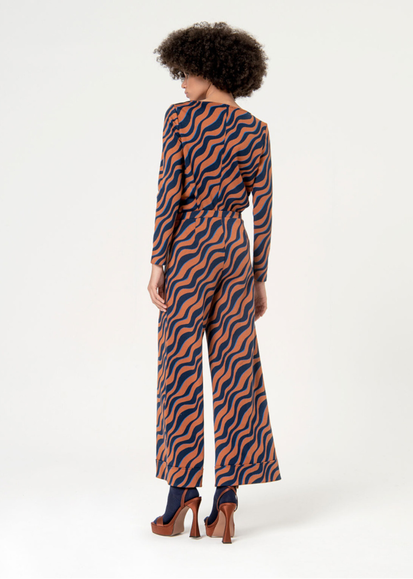 Surkana Surkana Pantalon Large En Jacquard Extensible - Marron