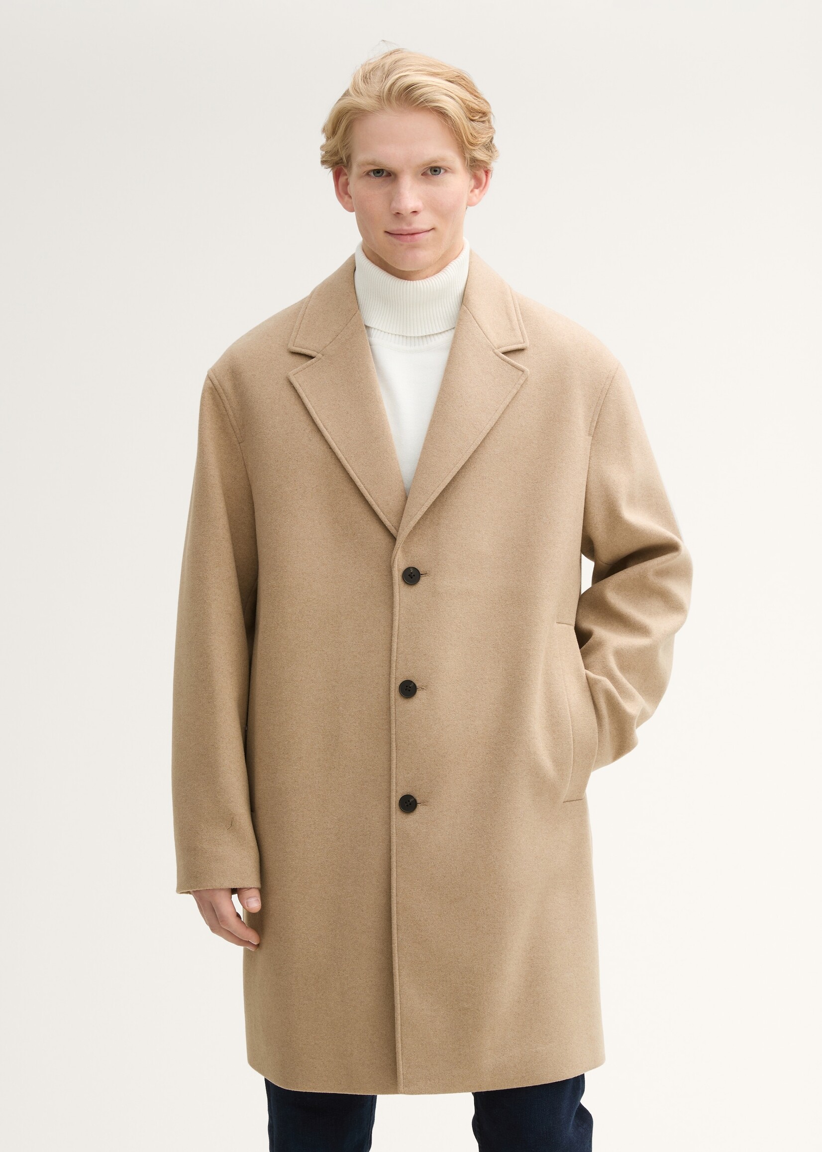 Tom Tailor Tom Tailor Relaxed Wool Coat - Foggy Beige Melange