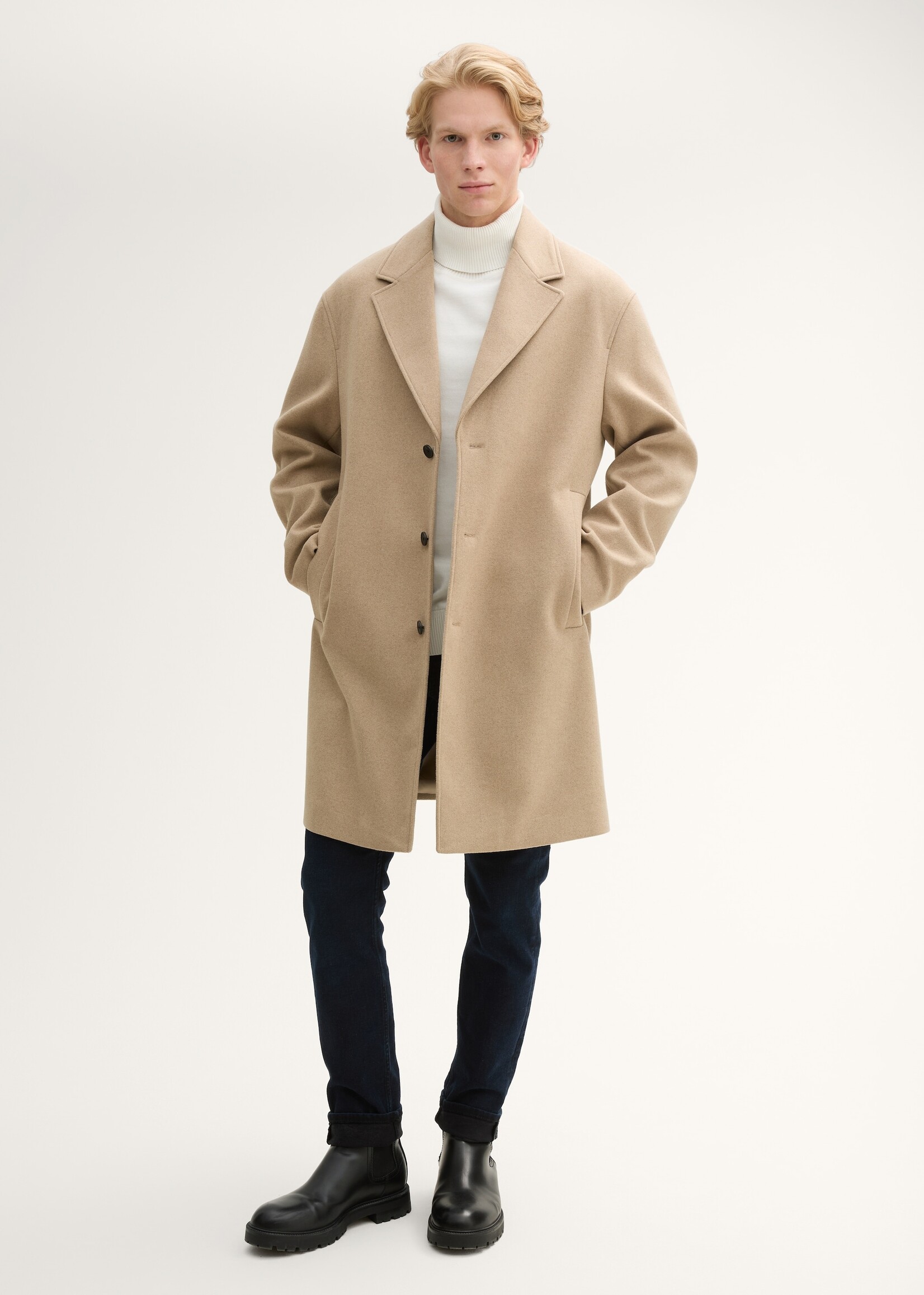 Tom Tailor Tom Tailor Relaxed Wool Coat - Foggy Beige Melange