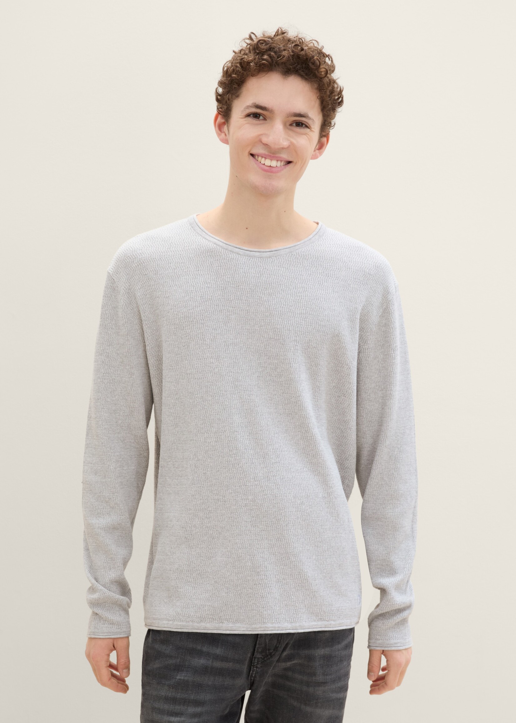 Tom Tailor Tom Tailor Structured Roll Edge Knit - Grey