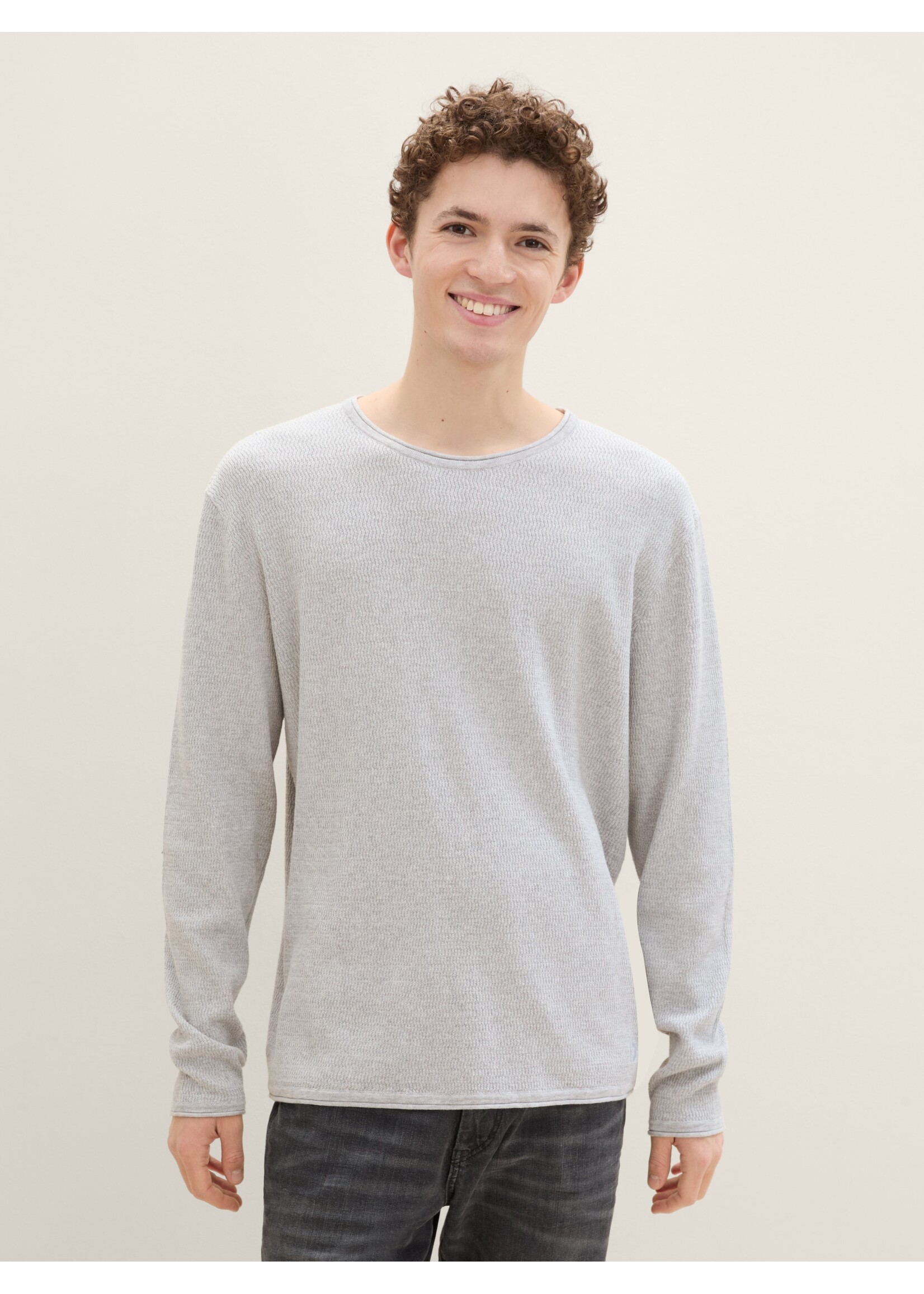 Tom Tailor Tom Tailor Structured Roll Edge Knit - Grey