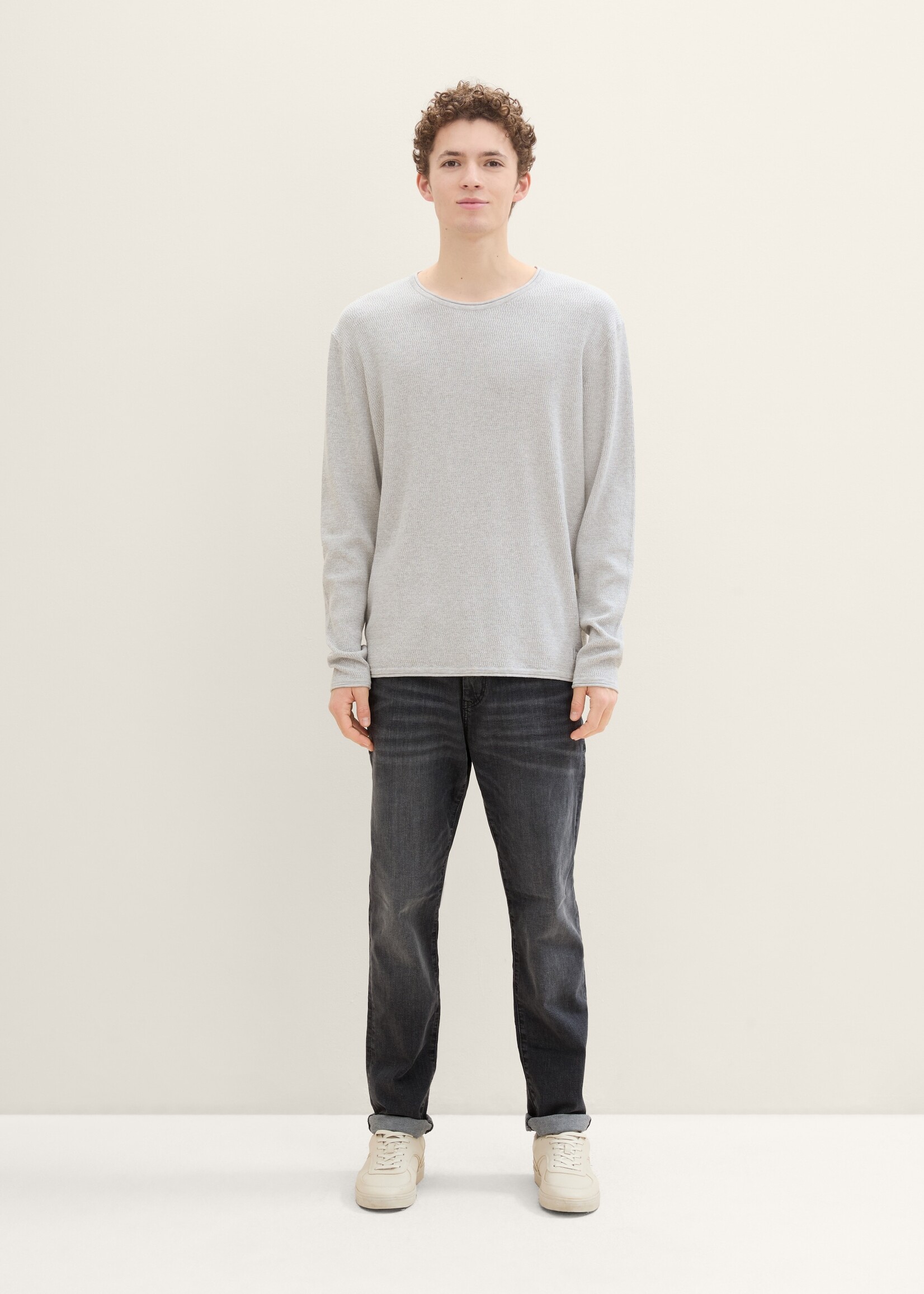 Tom Tailor Tom Tailor Structured Roll Edge Knit - Grey
