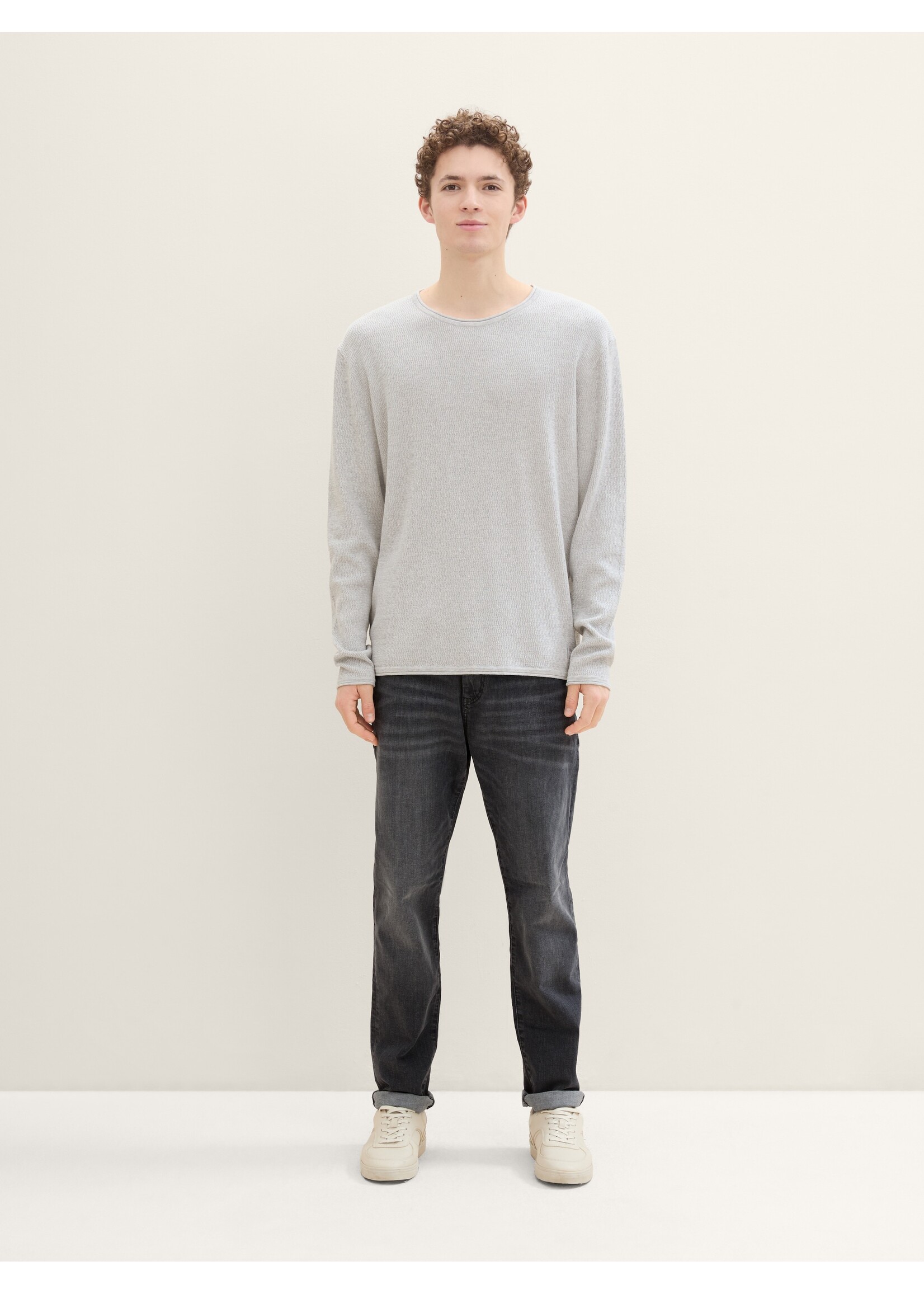 Tom Tailor Tom Tailor Tricot À Bords Roulés Structurés - Gris