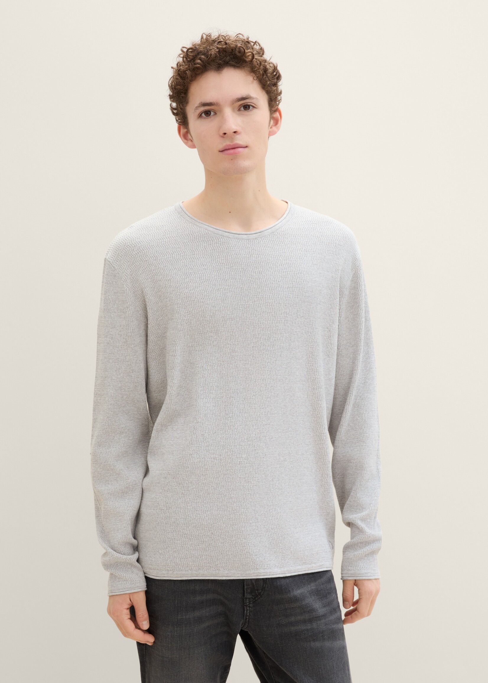Tom Tailor Tom Tailor Structured Roll Edge Knit - Grey