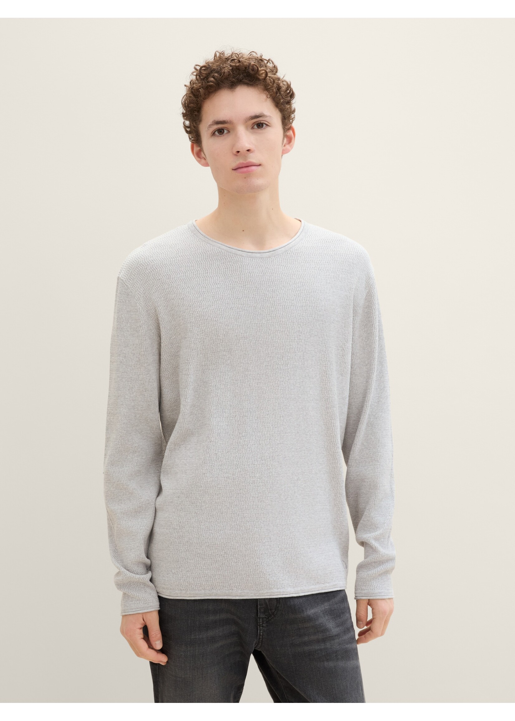 Tom Tailor Tom Tailor Structured Roll Edge Knit - Grey