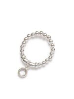 Be-Blue Charms Elastic Ring (Clear Quartz) - Silver