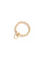 Be-Blue Bague Élastique Charms (Cœur) - Or