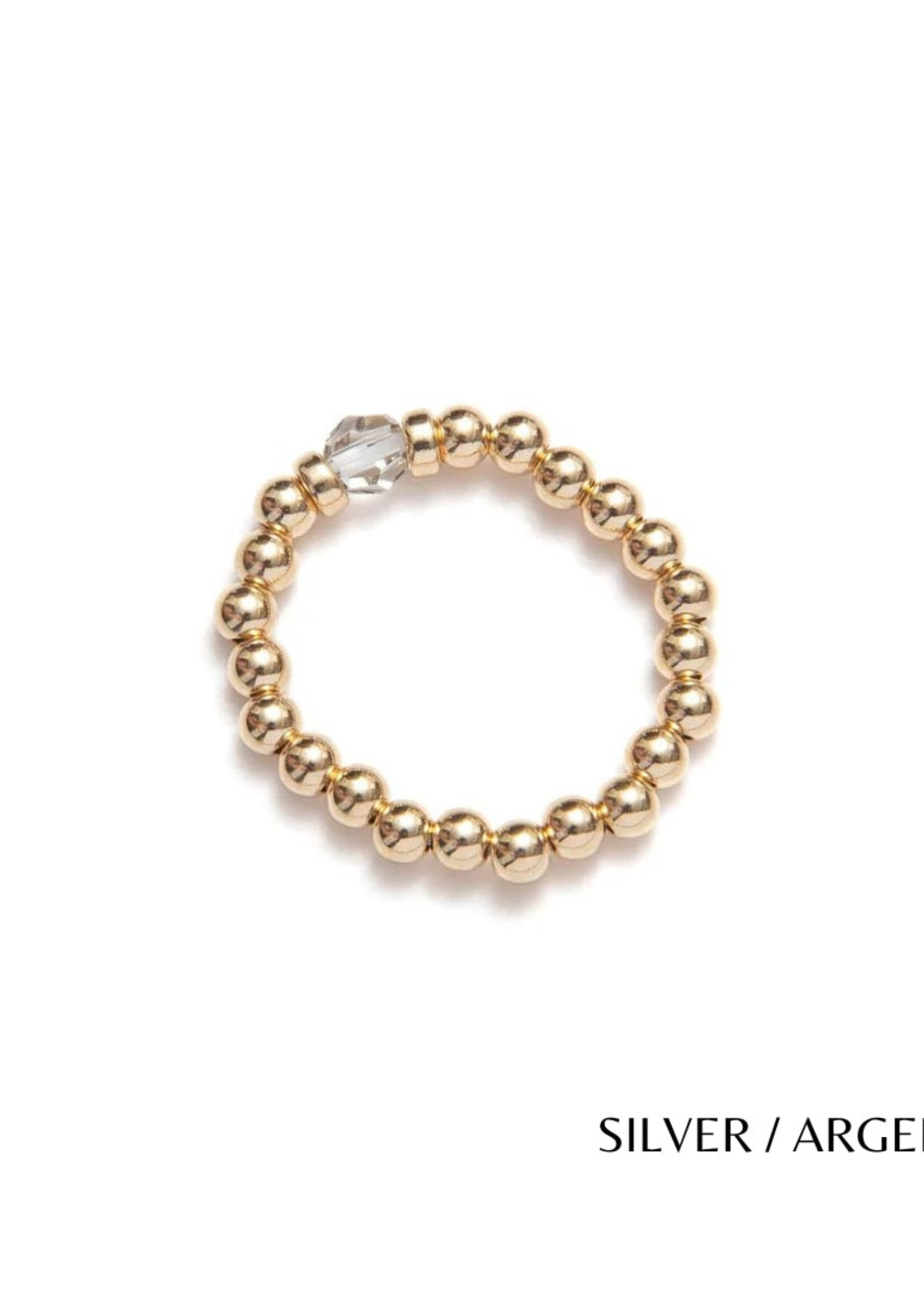 Be-Blue Classic Crystal Elastic Ring - Gold