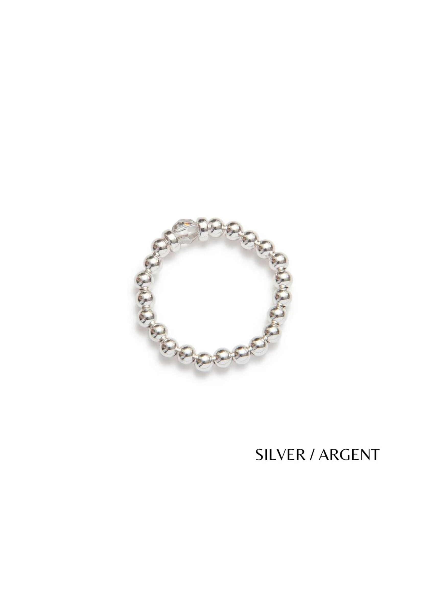 Be-Blue Classic Crystal Elastic Ring - Silver