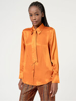 Surkana Surkana Chemise En Satin Avec Nœud Uni - Orange