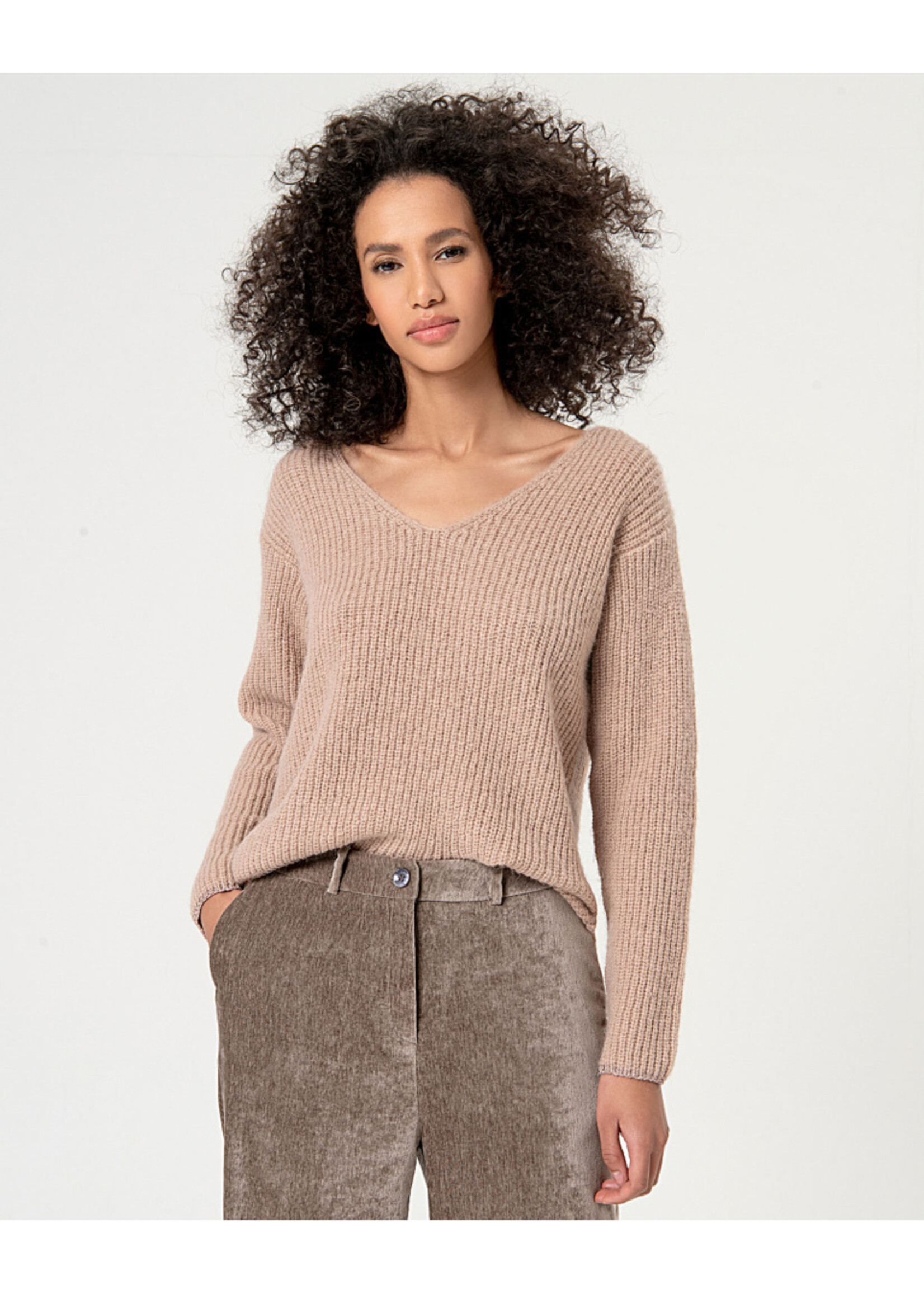 Surkana Surkana Wide Leg Plain Velvet Pants - Stone