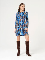 Surkana Surkana Printed Boat Neck Straight Dress - Blue